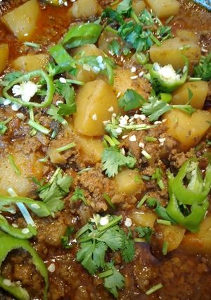 A picture of Aloo qeema.