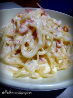 Una foto de Espaguetis carbonara.(Thermomix)