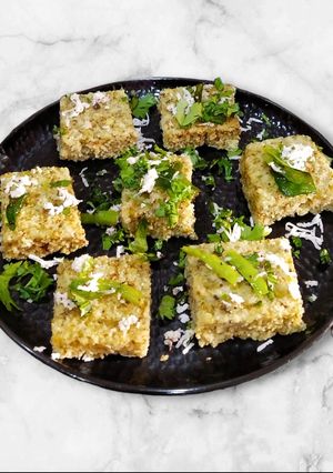A picture of Mung bean Dhokla.