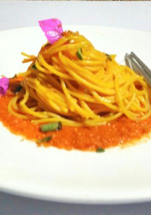 A picture of Pasta Cinnamon flavoured sauce.