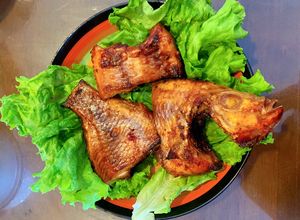 Hình của món Cá diêu hồng chiên bằng nồi chiên không dầu.