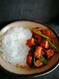 Curry de solomillo de cerdo con tirabeques