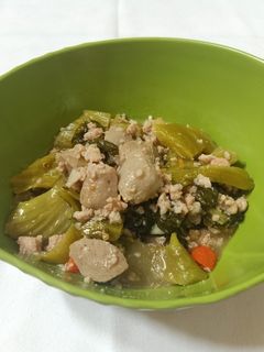 Foto resep 37. Sayur asin cah ayam bakso