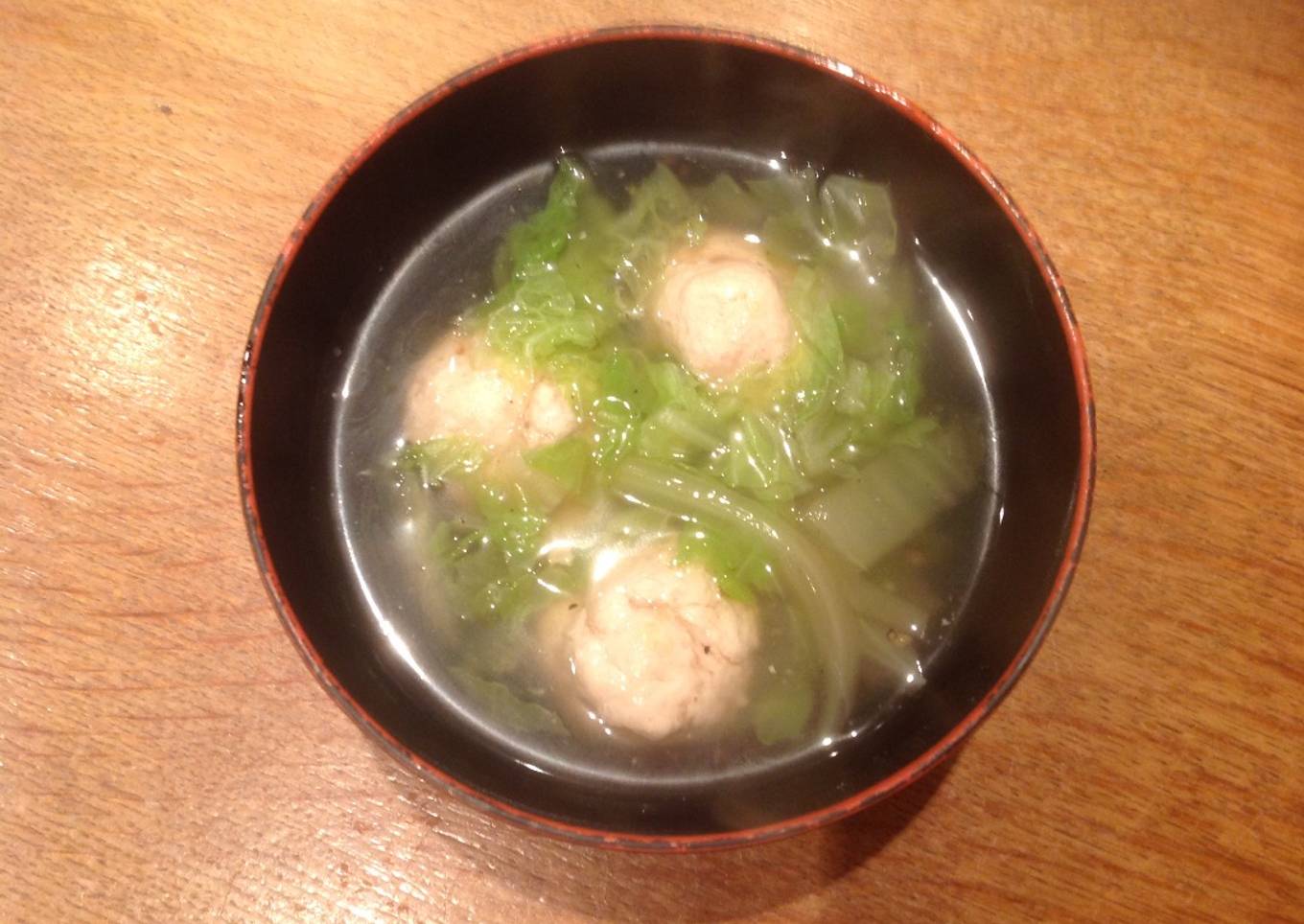 Chicken ball soup with Chinese cabbage
