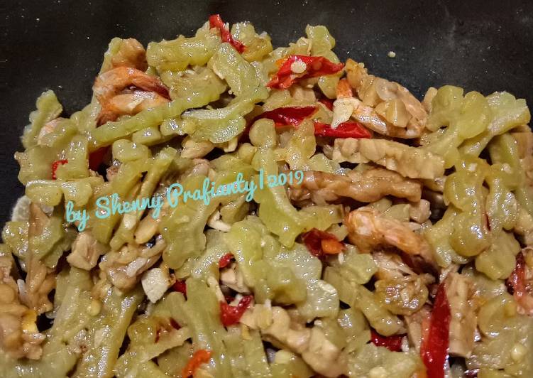 Tumis pare tempe udang ala realfood