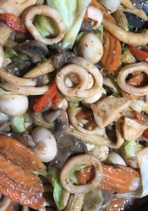 A picture of Chopsuey (Vegetables with Squids).