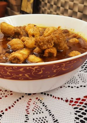 A picture of Mutton Kadahi with Lotus Seeds.