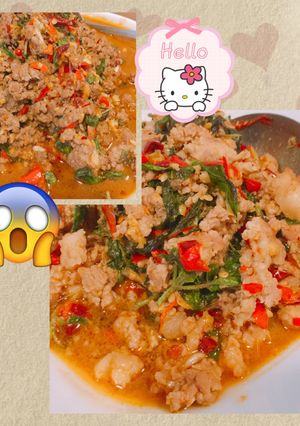 รูปของ ผัดกระเพราเนื้อ+ หมู