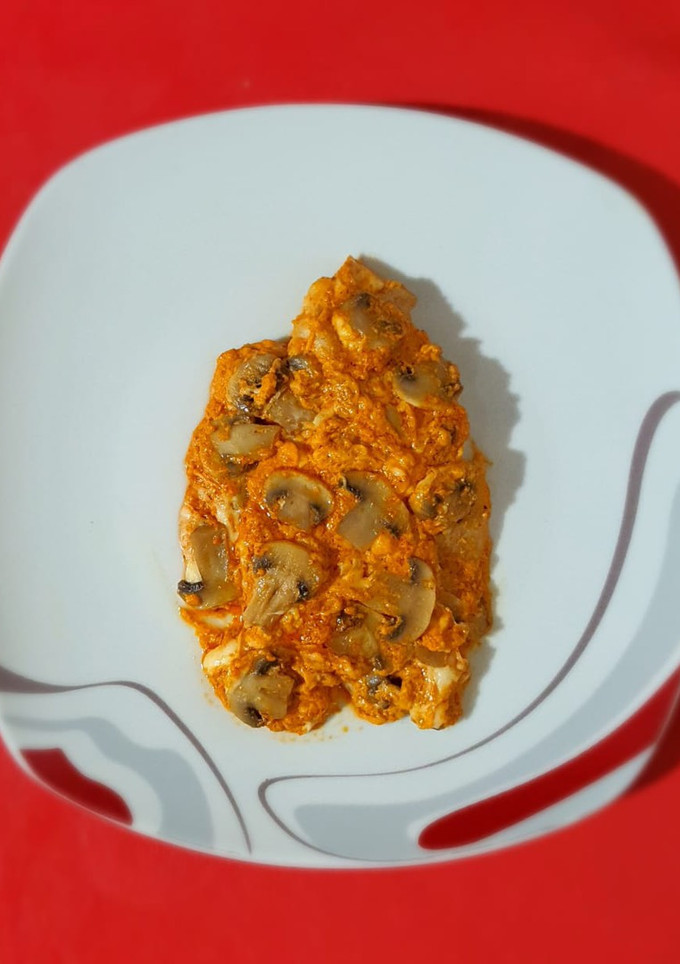 Una foto de Filete empapelado, con aderezo de mayonesa casera