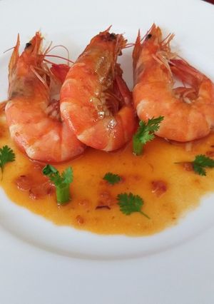 Hình của món Tôm sốt sa tế- bơ.