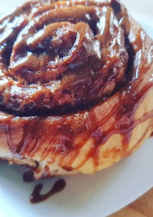 A picture of Cinnamon rolls with coffee glaze.