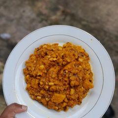 A picture of Yum-yum Beans and Plantain Porridge.