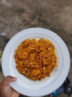A picture of Yum-yum Beans and Plantain Porridge.