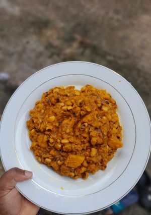 A picture of Yum-yum Beans and Plantain Porridge.