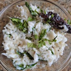 Leftover rice dahi butti A picture of Leftover rice dahi butti.