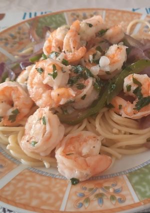 Una foto de Spaghetti de camarones