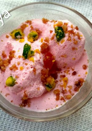 A picture of Strawberry and tootyfruity ice-cream.