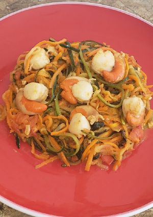 Una foto de Spaghetti de verduras con ostiones