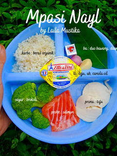 Foto resep 35 - MPASI Menu Lengkap (Beras, Salmon, Brokoli, Tofu)
