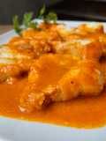 Rape en salsa de pimientos asados
