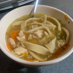 A picture of Homemade Noodles (to go with my homemade chicken soup).