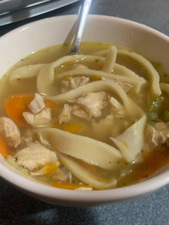 A picture of Homemade Noodles (to go with my homemade chicken soup).
