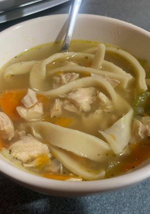A picture of Homemade Noodles (to go with my homemade chicken soup).
