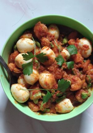 Foto resep Sambel pete udang telur puyuh