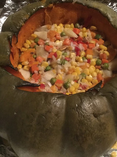 Una foto de Zapallo relleno al horno (vegetariano)