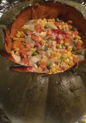 Una foto de Zapallo relleno al horno (vegetariano)