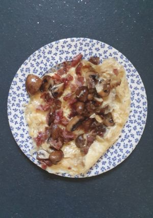 A picture of Parmesan Bacon Mushroom Omelette.