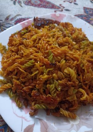 عکسی از دستور ماکارونی با سویا و نودالیت