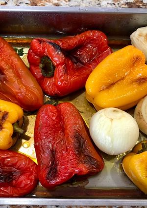 Una foto de Pimientos asados