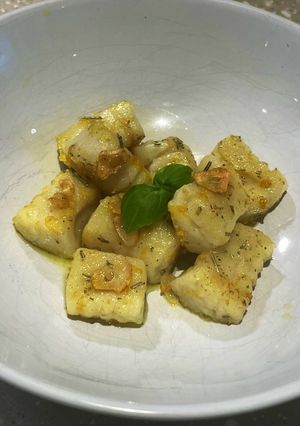 A picture of Vicky s Gnocchi Pan Fried With Lemon & Garlic 🍋🧄.