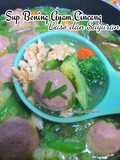 Sup Bening Daging Ayam Cincang, Baso dan Sayuran