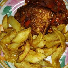 A picture of Chips with fish.