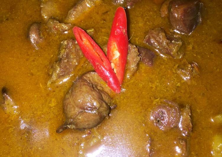 Gulai jerohan ayam kampung ala nda’