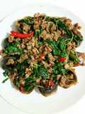Stir-Fried Minced Pork with Holy Basil and Century Eggs
