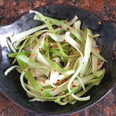 A picture of Thai style cucumber noodles salad.