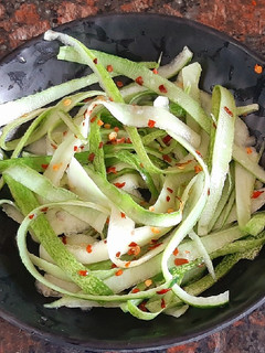 A picture of Thai style cucumber noodles salad.