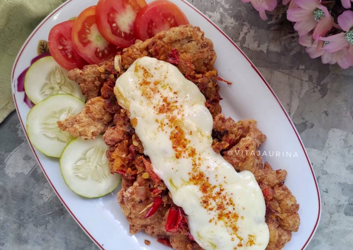 Tempe Geprek Mozzarella Sambal Andaliman