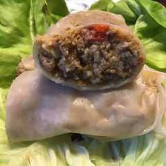 A picture of California Farm Red Lentil Ground Beef Rice Rolls.