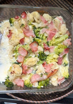 Una foto de Gratinado de brócoli y coliflor