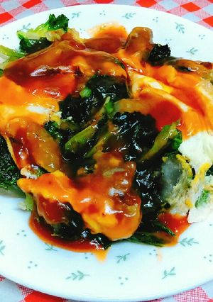 A picture of Vegetarian Oyster Omelette (Egg Optional).