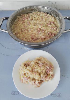 Una foto de Risotto, "manchego"