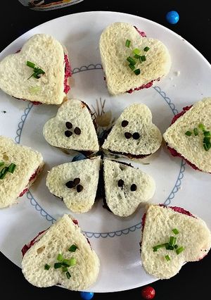 A picture of Heart-Shaped Tea Sandwiches.