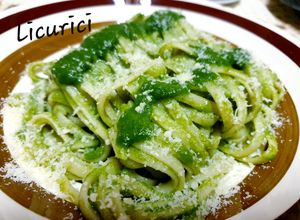 O poză a rețetei Linguini cu pesto de mangold.