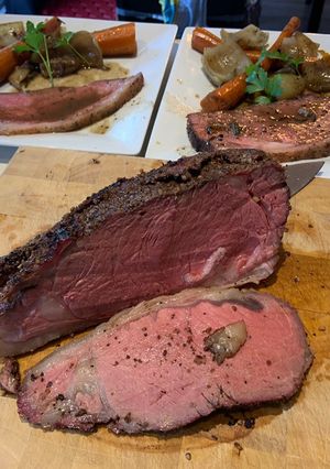 A picture of Bourbon-Smoked Beef Strip Loin Roast.