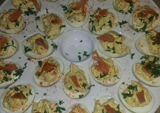 Recipe of Homemade truffle deviled eggs with lox
