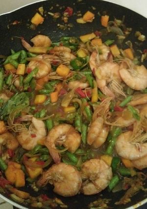 Foto resep Tumis udang dan kacang panjang